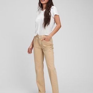 gap mid rise 90's loose jeans w/ washwell tan khaki